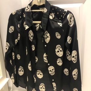 Black Skull Button Down